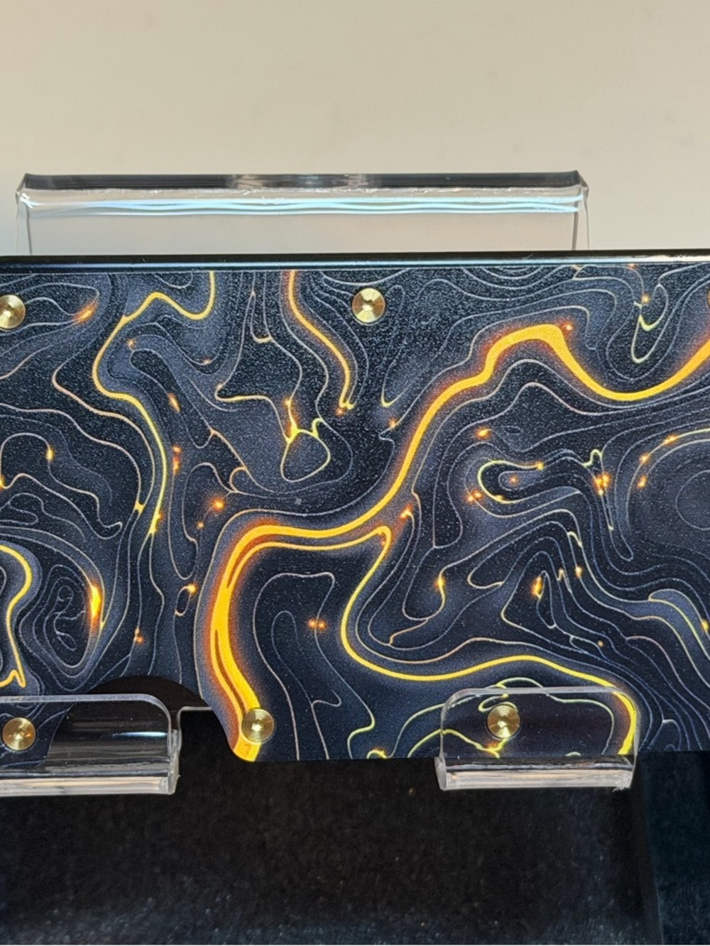 MINIMALIST TOPOGRAPHIC (HEAT) EMBER SLIM WALLET  w/GOLD PVD SCREWS